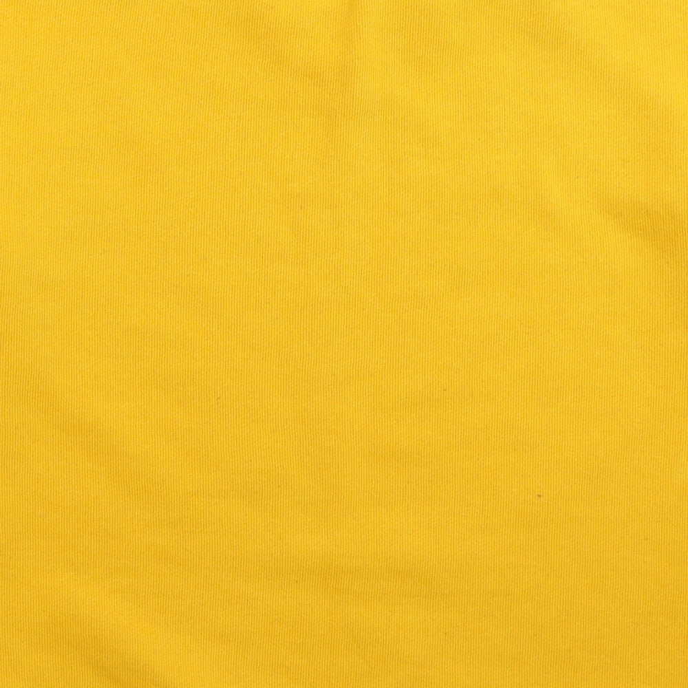 Brand and care label for KOTON women’s yellow pullover sweatshirt, size XS