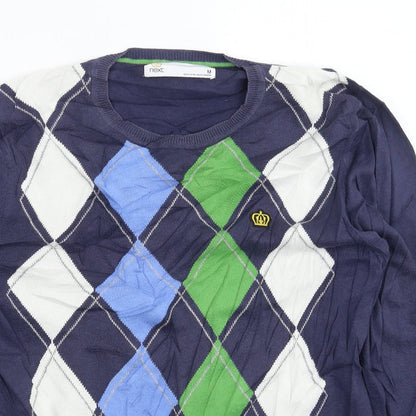 NEXT Mens Blue Check Knit Pullover Jumper Size M