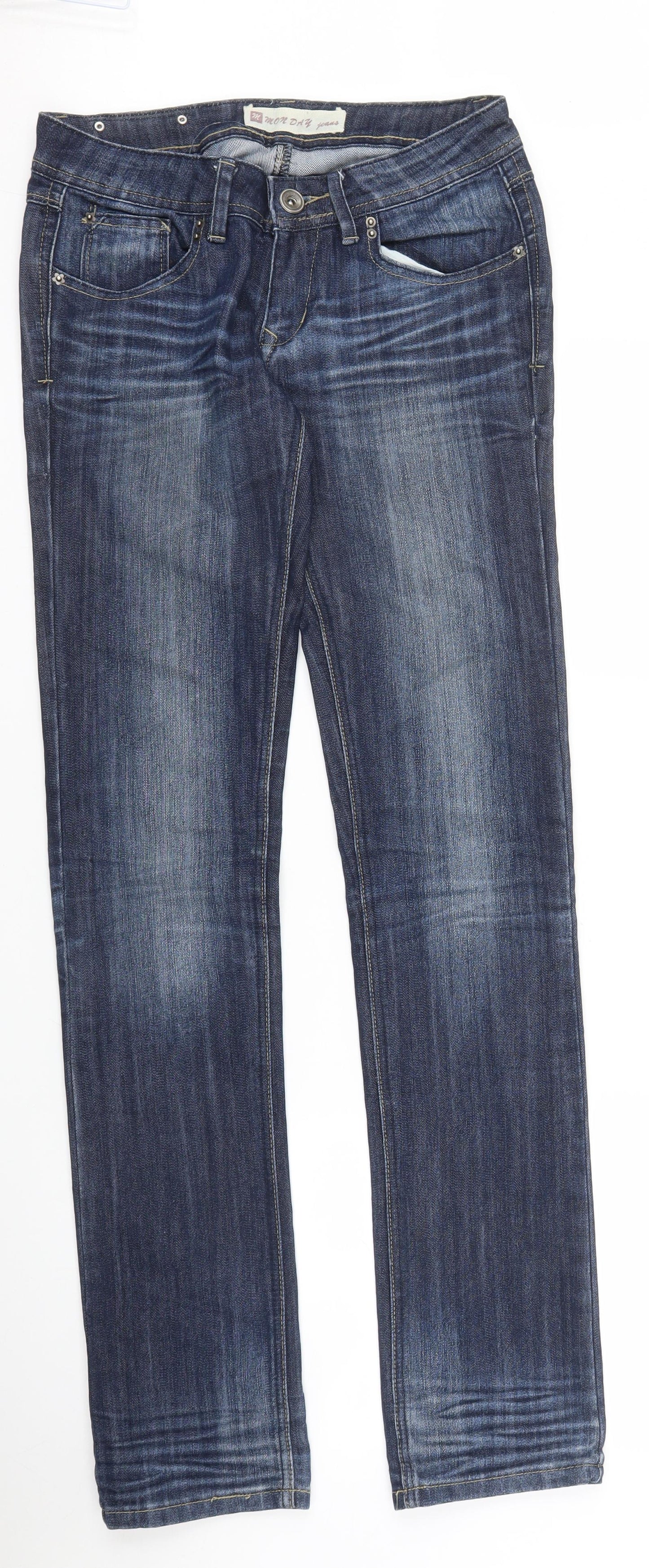 Womens UK Size 10 Monday Regular Fit Straight Blue Jeans