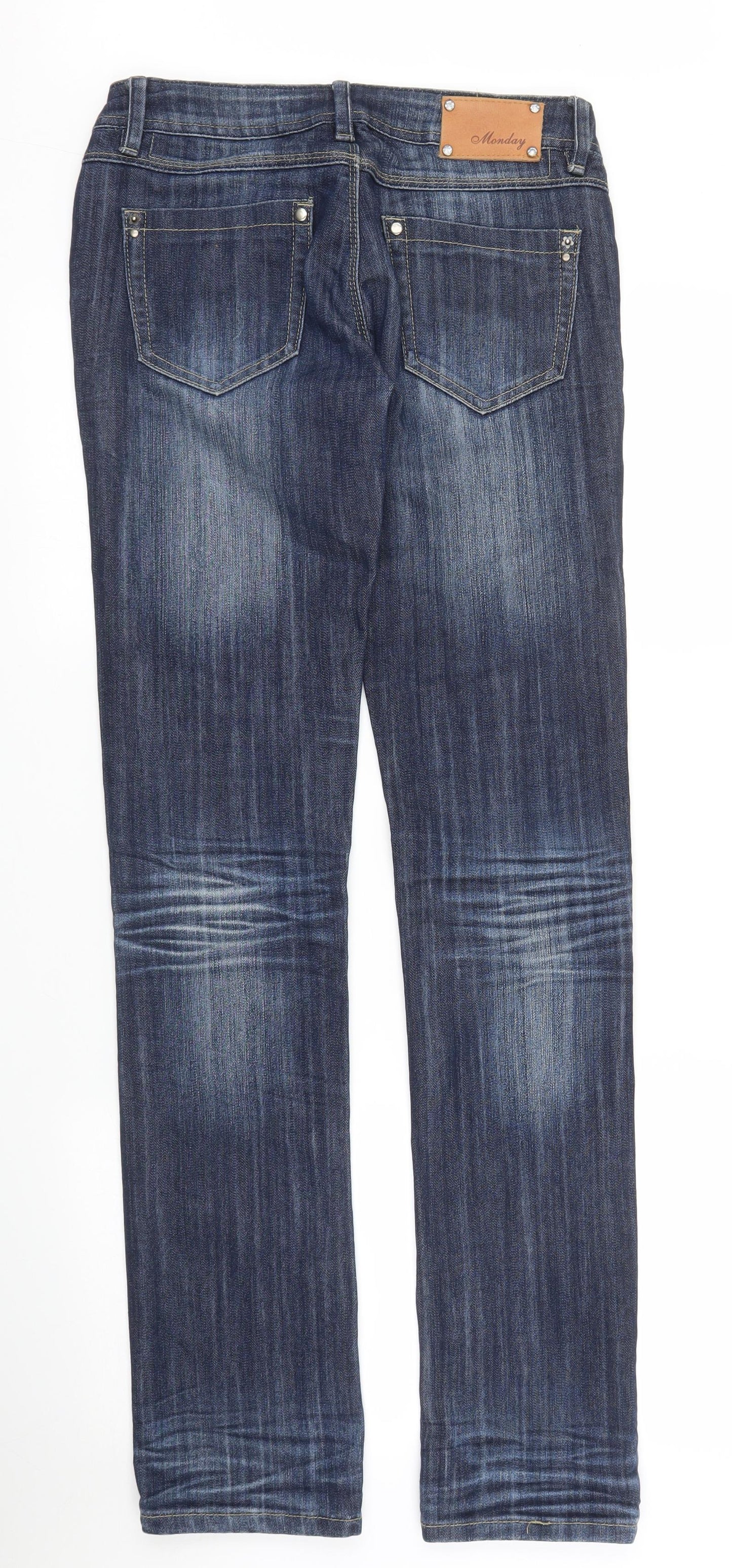 Womens UK Size 10 Monday Regular Fit Straight Blue Jeans