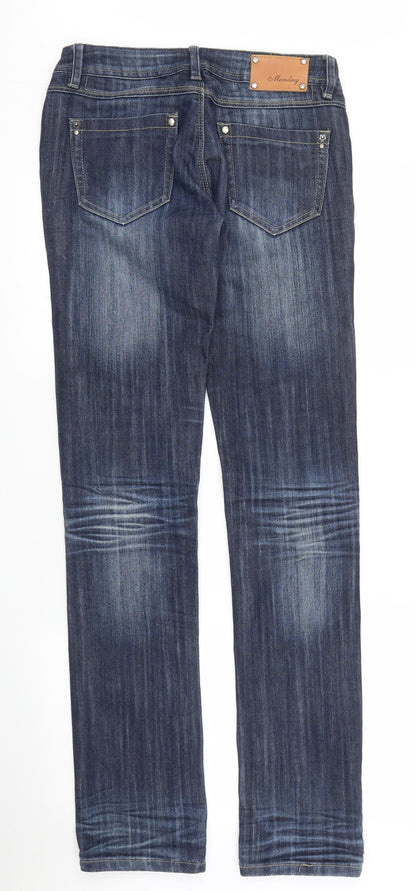 Womens UK Size 10 Monday Regular Fit Straight Blue Jeans