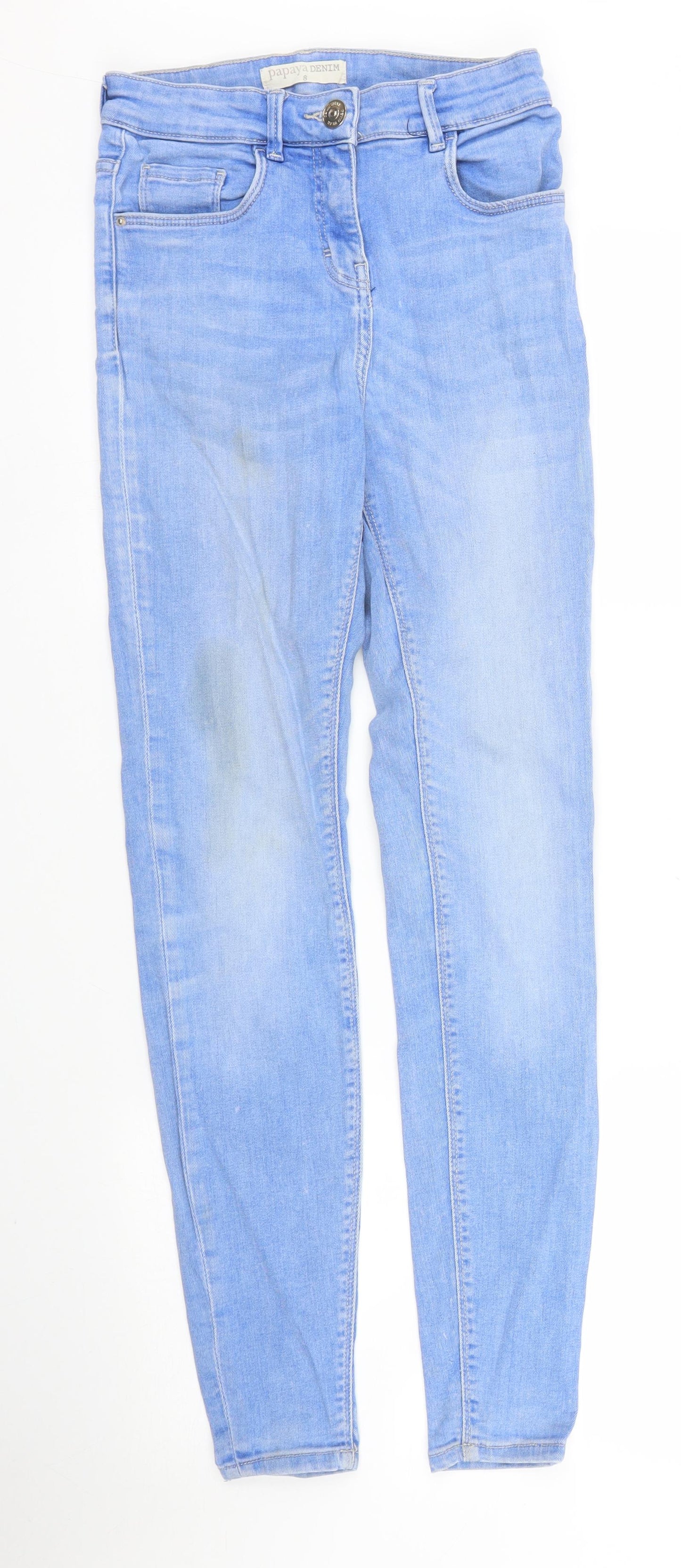 Womens UK Size 8 Papaya Regular Fit Skinny Blue Jeans