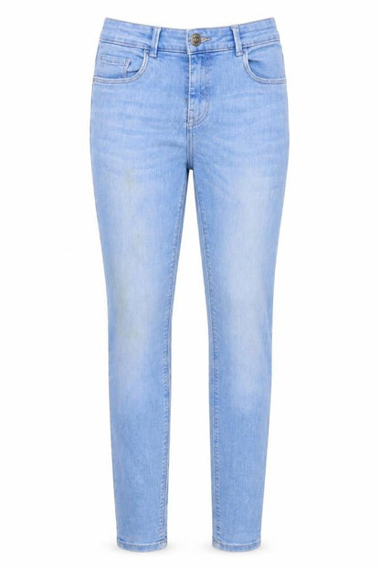Front view of Papaya women’s blue denim skinny jeans, size UK 8, 29-inch leg