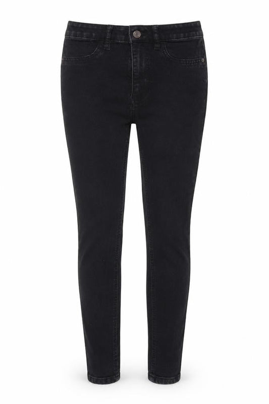 Front view of F&F women’s black denim skinny jeans, size UK 6, 26-inch leg