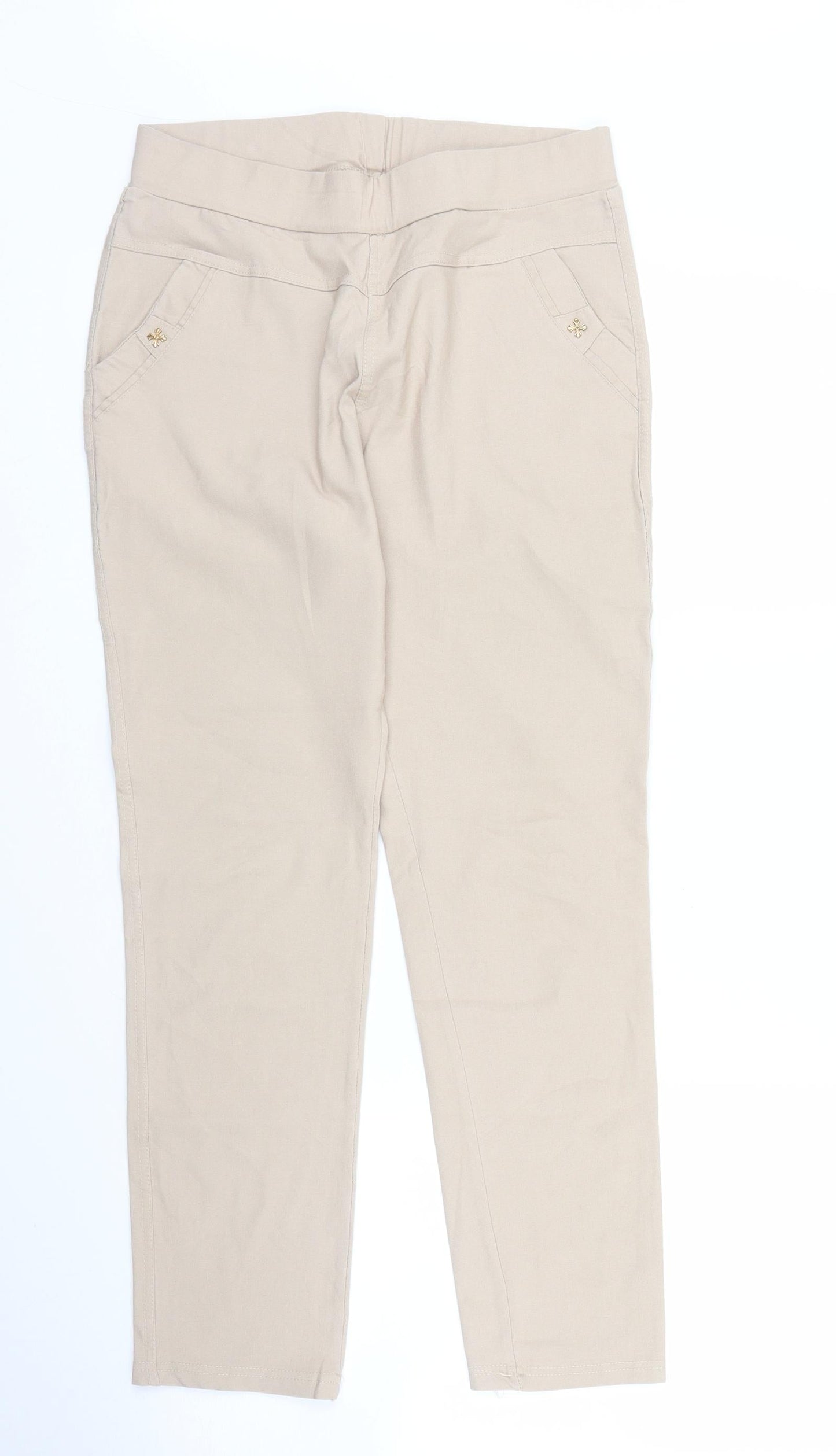 Womens UK Size XL Preworn Regular Fit Carrot Beige Trousers