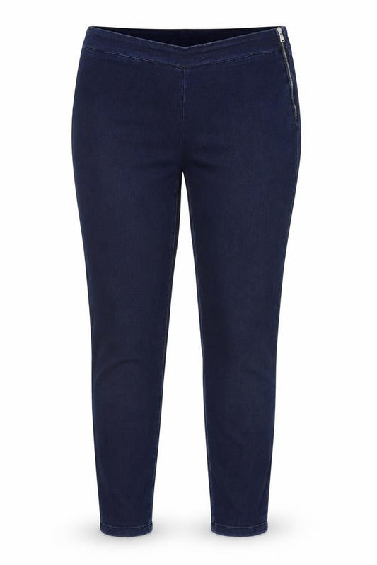 Front view of Saviour women’s blue denim jegging jeans, size UK 12, 24-inch leg