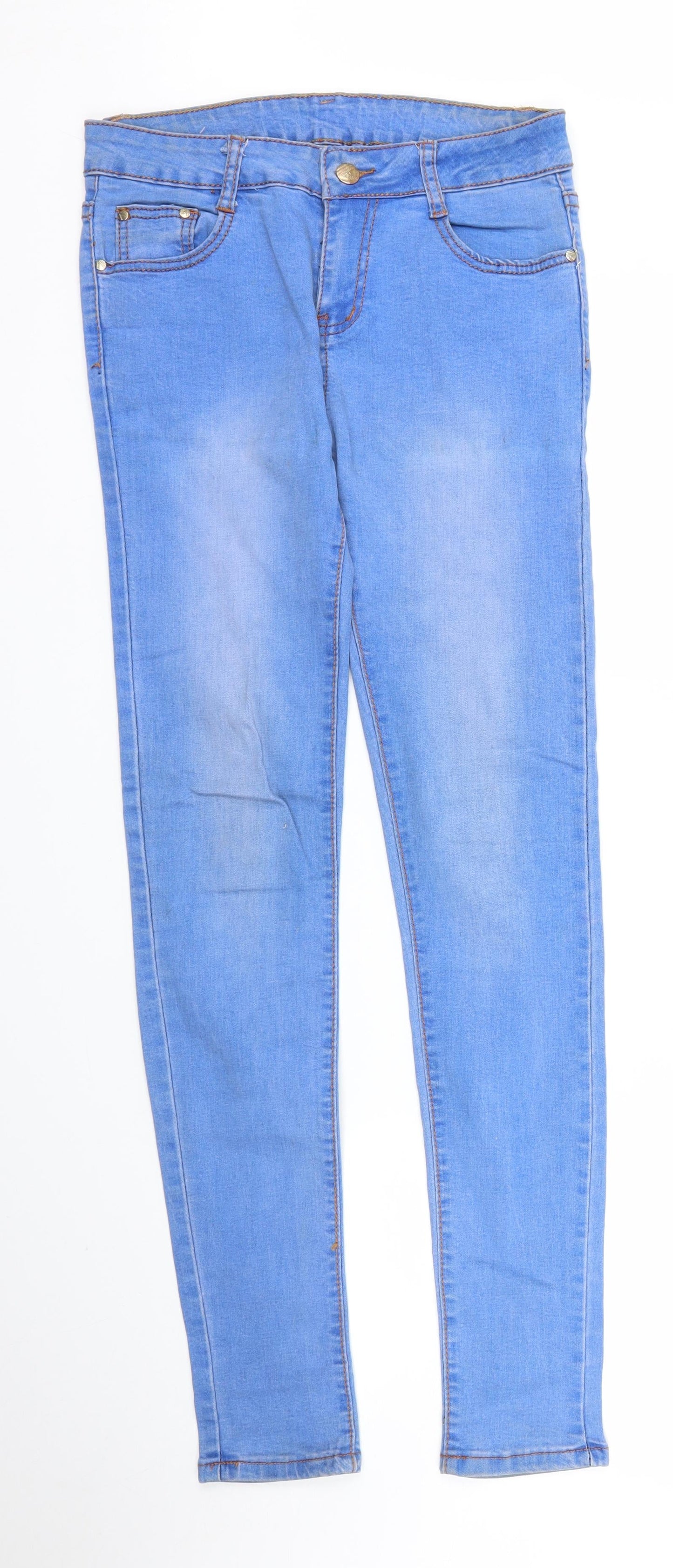 Womens UK Size S Preworn Regular Fit Skinny Blue Jeans