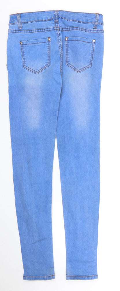 Womens UK Size S Preworn Regular Fit Skinny Blue Jeans