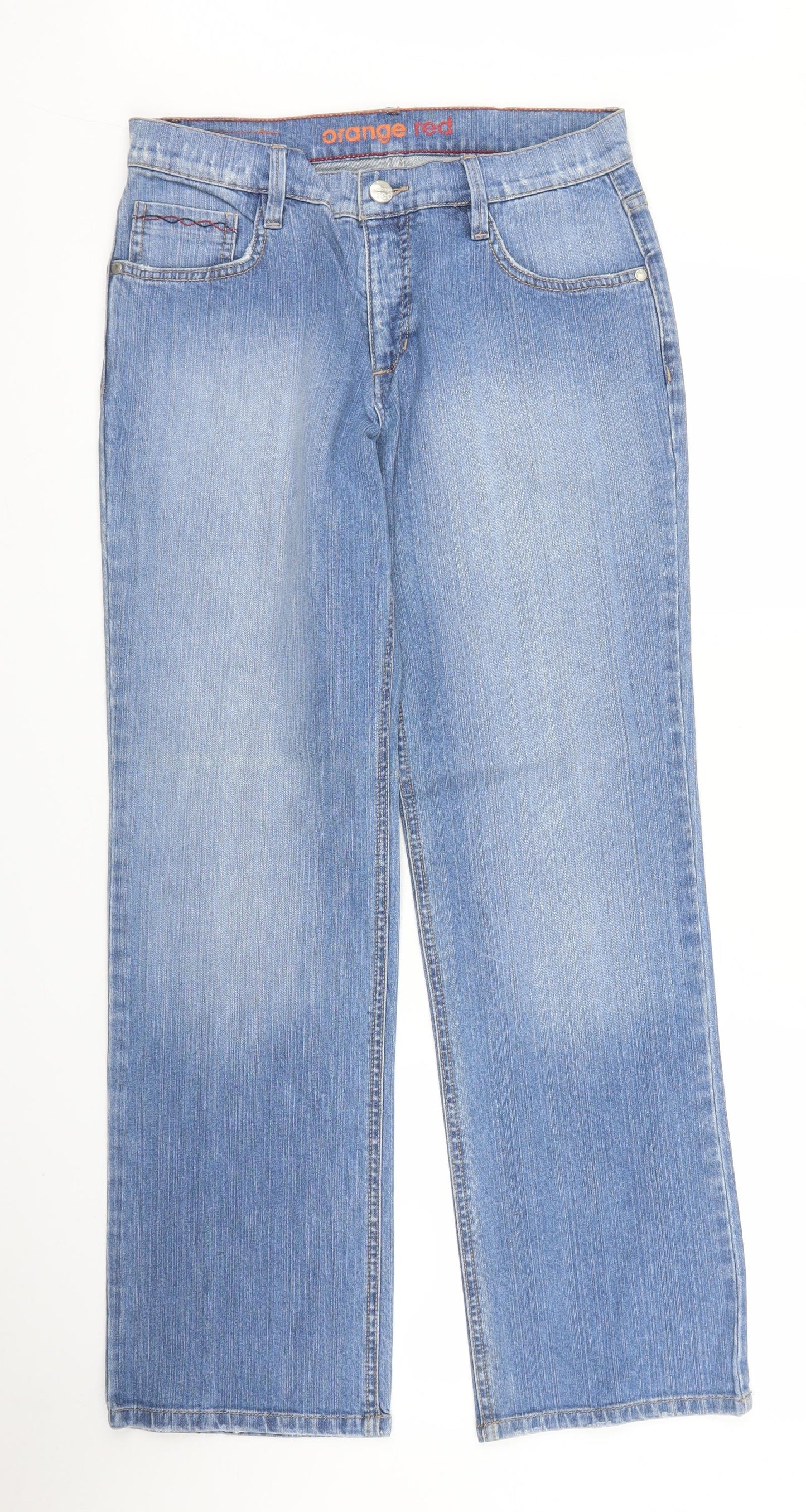 Orange Red Womens Blue  Denim Straight Jeans Size 30 in L30 in