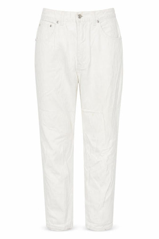 Front view of Jacky-O women’s white denim mom jeans, size UK 28, in, 28-inch leg