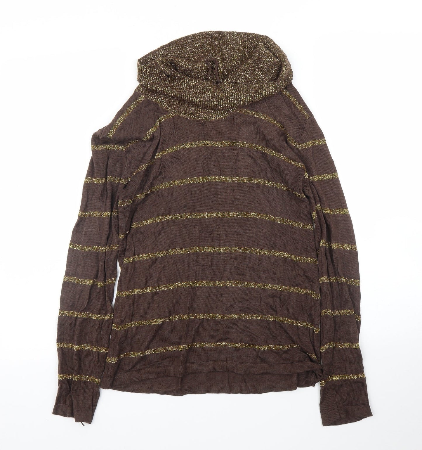 Womens UK Size S Preworn Brown Pullover Jumper