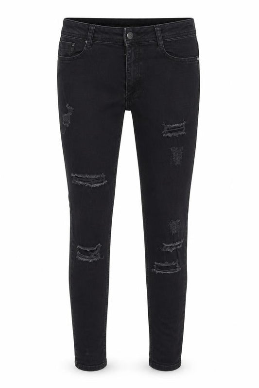 Front view of Missguided women’s black skinny jeans, size UK 8, 28-inch leg