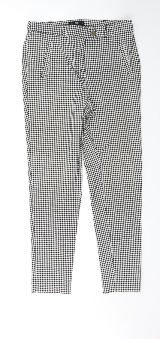 F&F Womens Black Check  Trousers  Size 10 L26 in