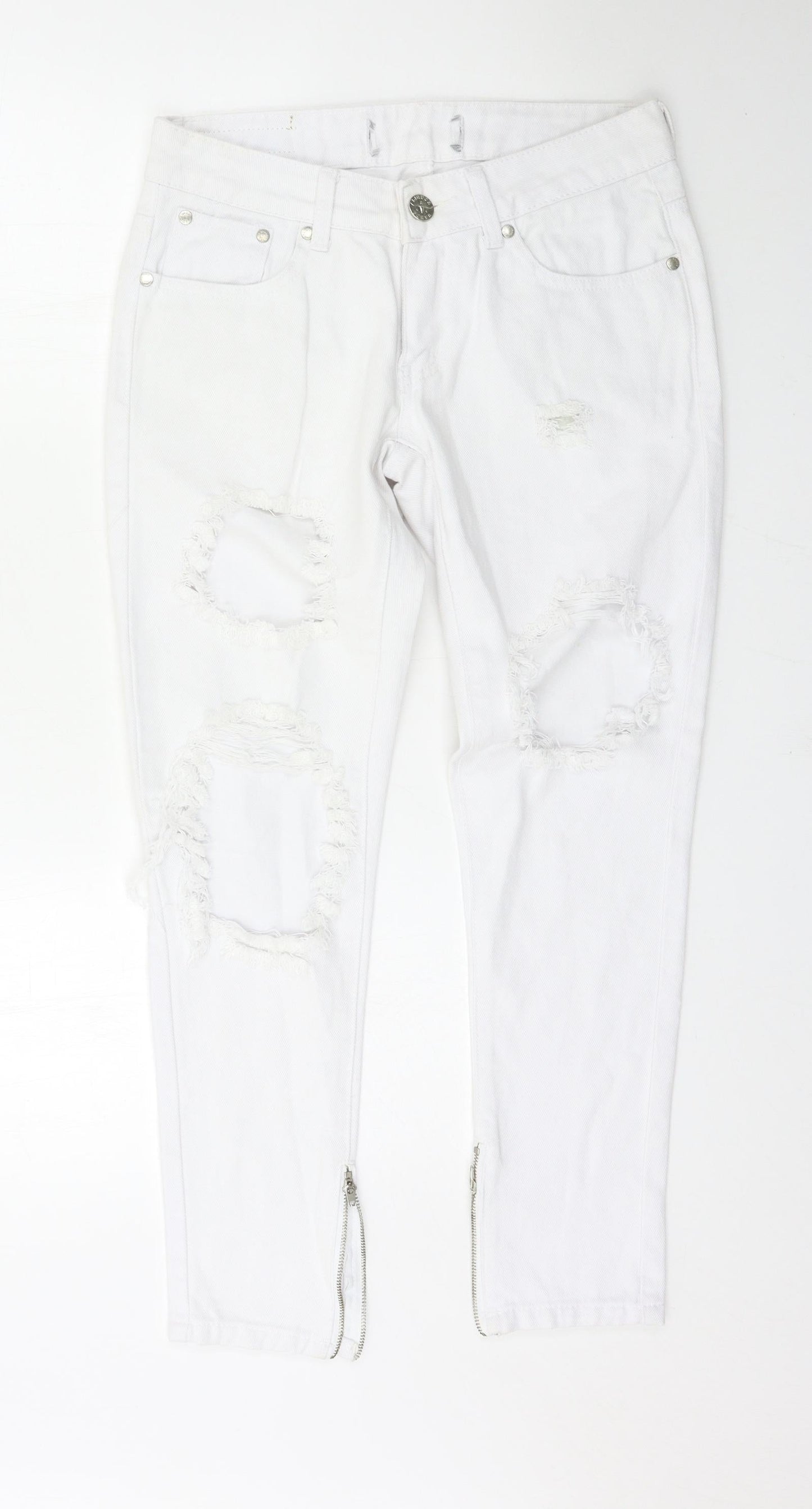 Womens UK Size 8 Preworn Regular Fit Skinny White Jeans