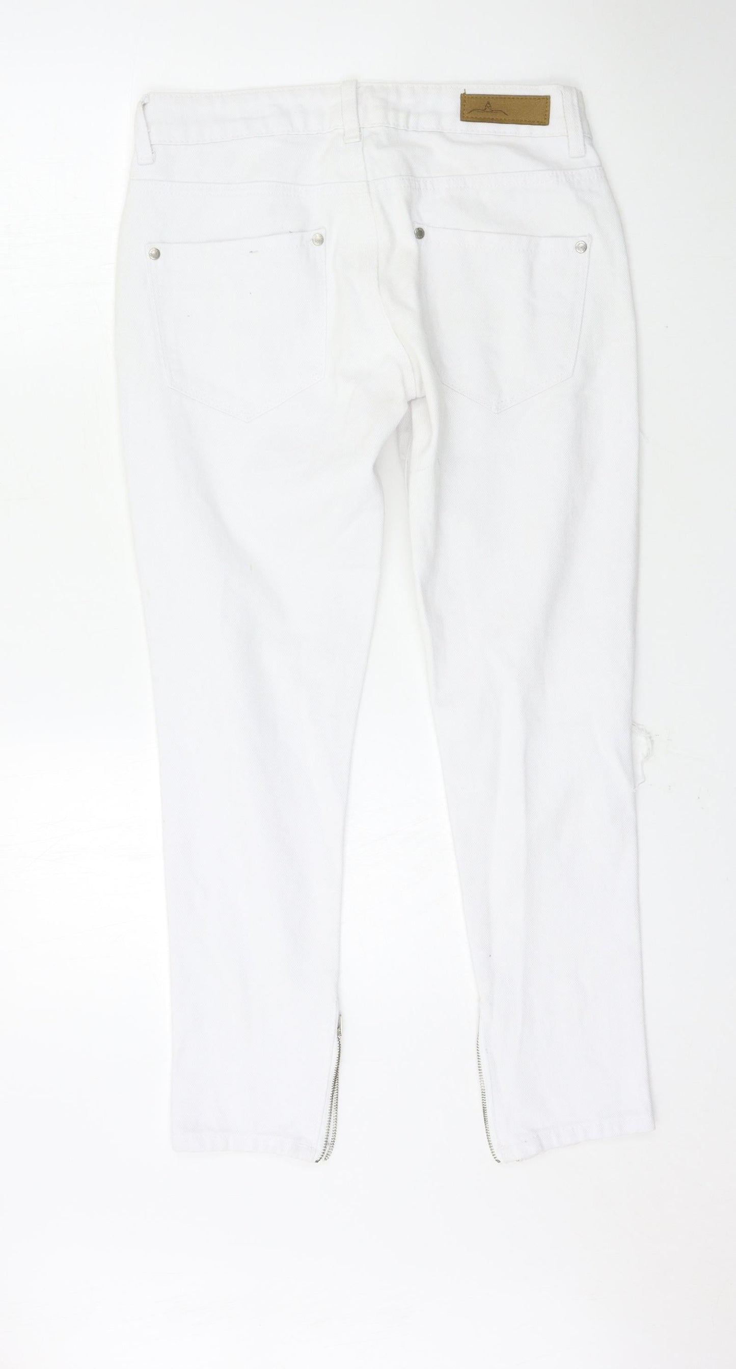 Womens UK Size 8 Preworn Regular Fit Skinny White Jeans