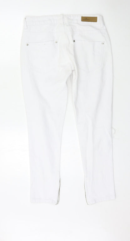 Womens UK Size 8 Preworn Regular Fit Skinny White Jeans