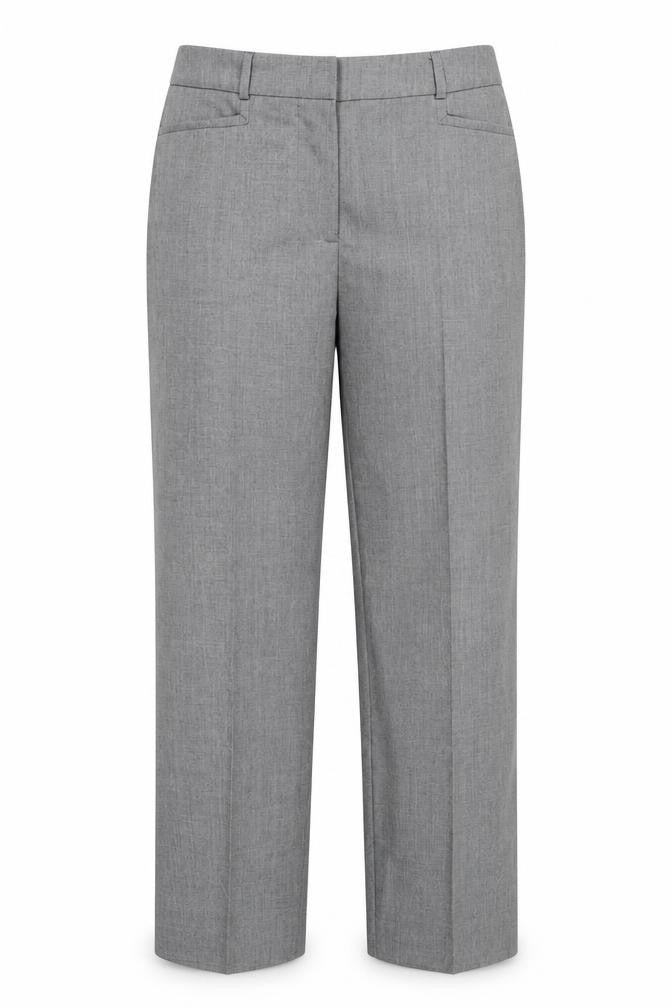 Front view of Bexleys women’s grey trousers, size UK 14, 28-inch leg
