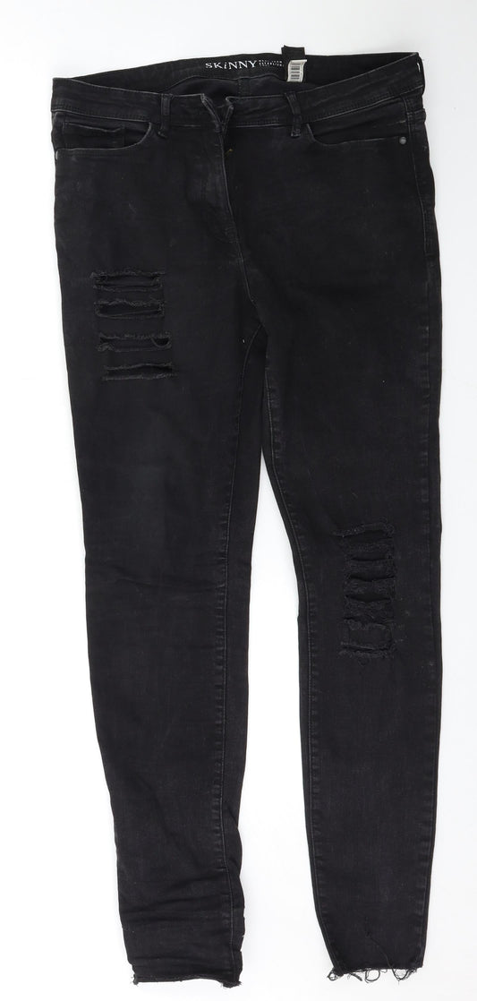 NEXT Womens Black   Skinny Jeans Size 12 L29.5 in