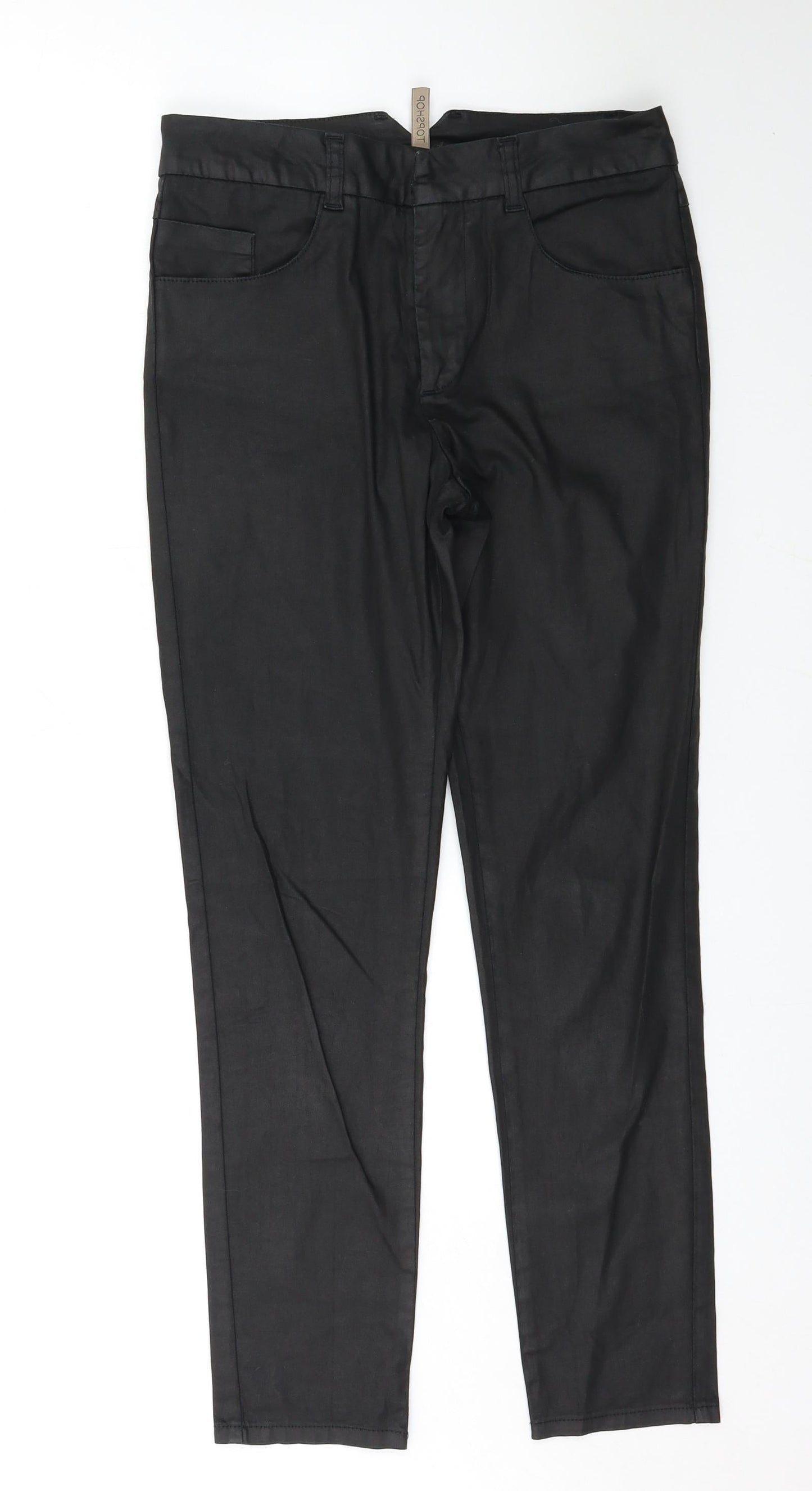 Womens UK Size 10 Topshop Regular Fit  Black Trousers
