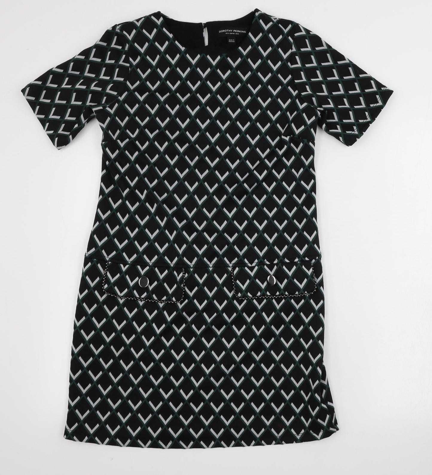 Dorothy Perkins  Womens Black Geometric  Bodycon  Size 8