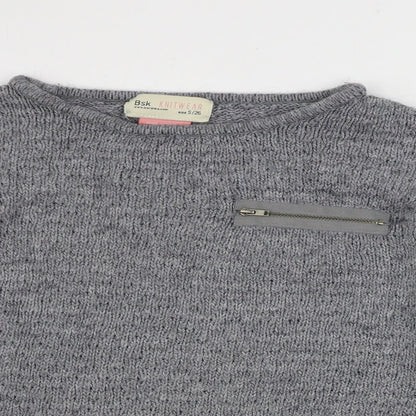 Close-up detail of BSK women’s grey jumper, size S