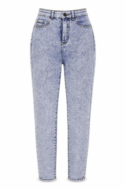 Front view of Pull&Bear women’s blue skinny jeans, size UK 24, in, 23-inch leg