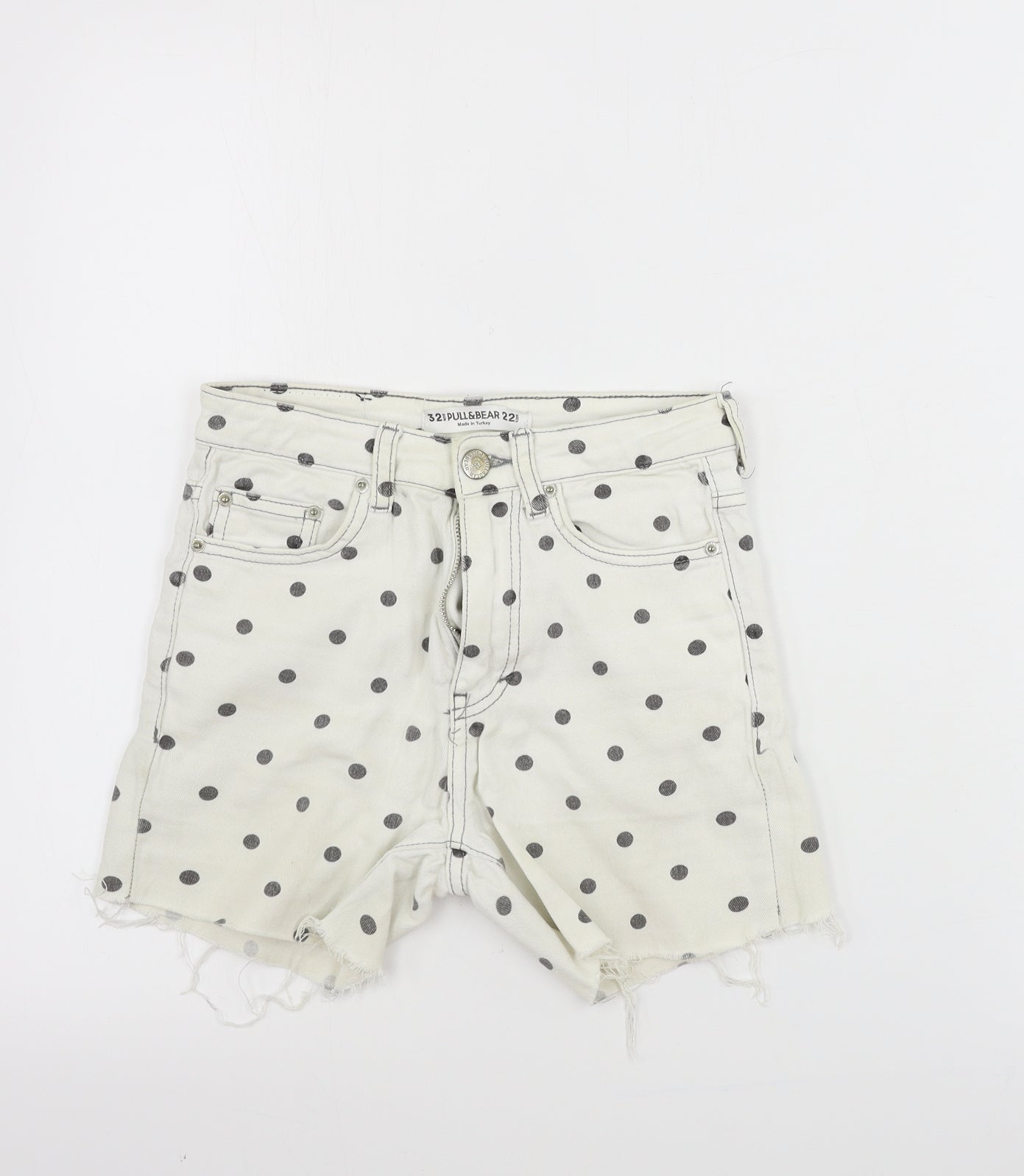Pull&Bear Womens Ivory Polka Dot  Cut-Off Shorts Size 24 in