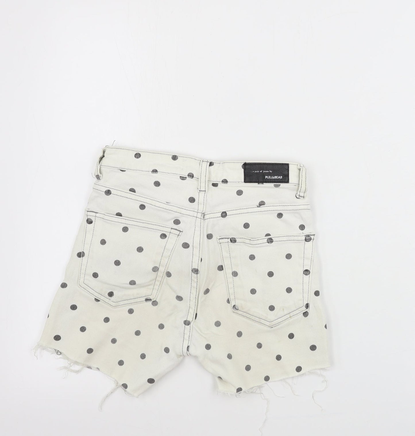 Pull&Bear Womens Ivory Polka Dot  Cut-Off Shorts Size 24 in