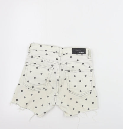 Pull&Bear Womens Ivory Polka Dot  Cut-Off Shorts Size 24 in