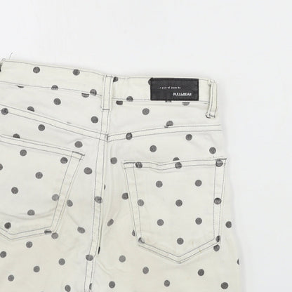 Pull&Bear Womens Ivory Polka Dot  Cut-Off Shorts Size 24 in