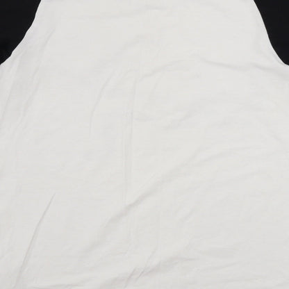Brand and care label for boquer123 women’s white basic t-shirt, size XS