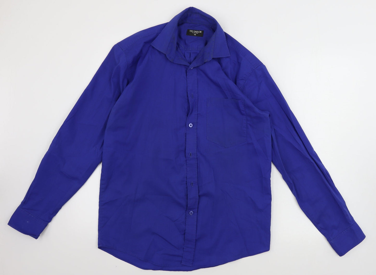 Ted Taylor Mens Blue Houndstooth   Button-Up Size 15