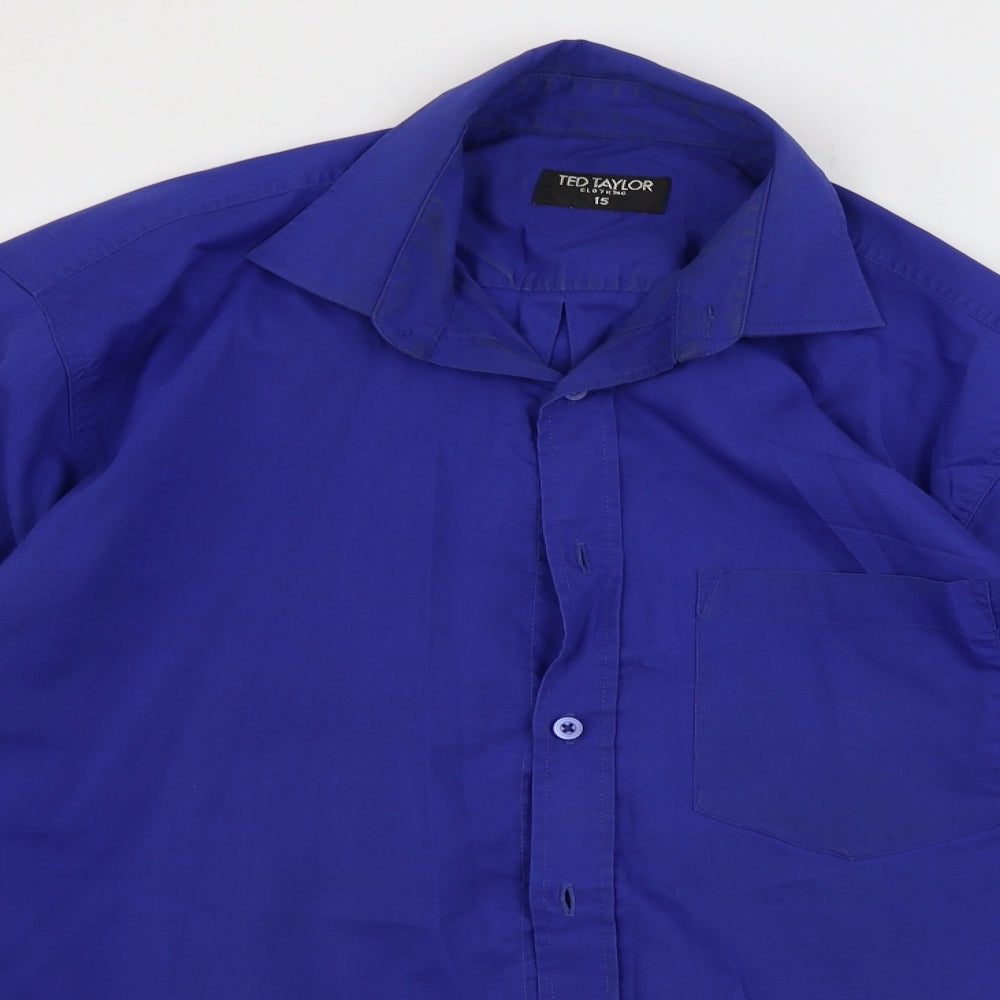 Ted Taylor Mens Blue Houndstooth   Button-Up Size 15