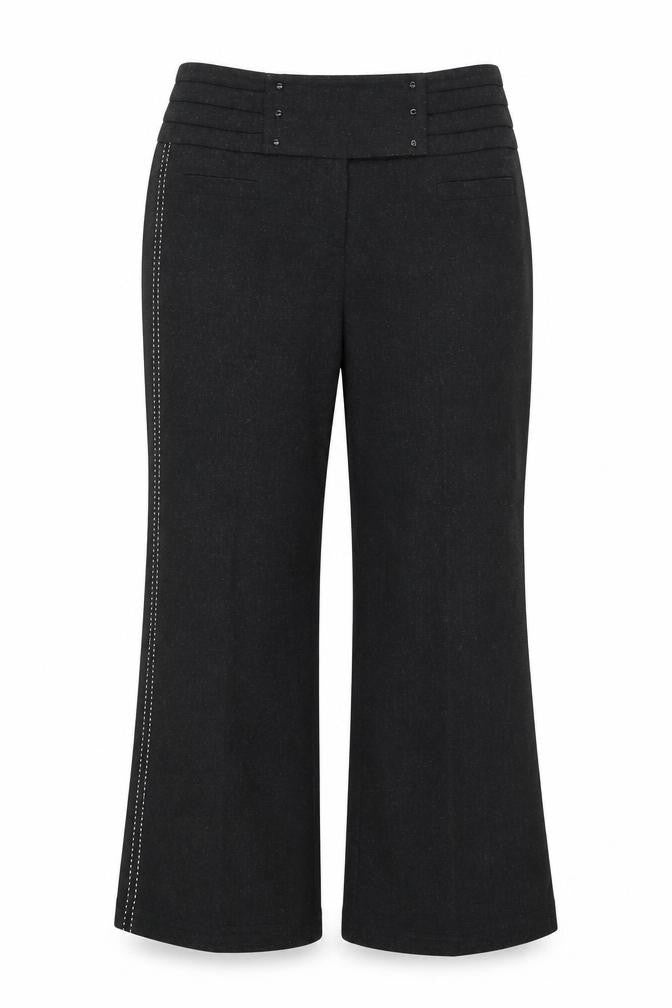 Front view of Marks & Spencer women’s grey trousers, size UK 14, 25-inch leg