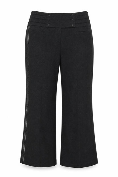 Front view of Marks & Spencer women’s grey trousers, size UK 14, 25-inch leg