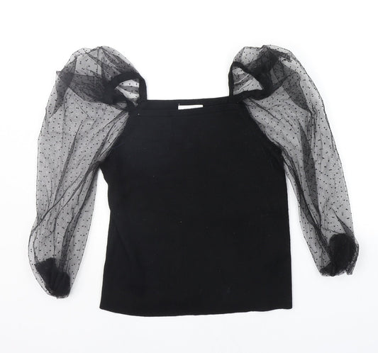 Apricot Womens Black Polka Dot  Pullover Jumper Size M  - slight bobble