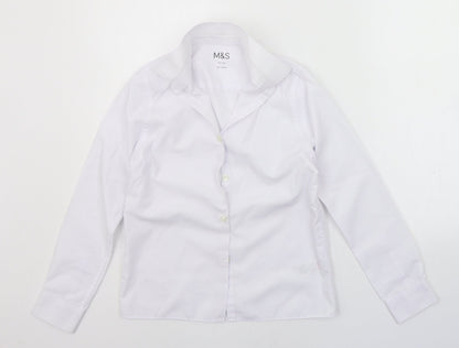 Additional front view of Marks & Spencer girls’ white basic button-up, size 10-11, years
