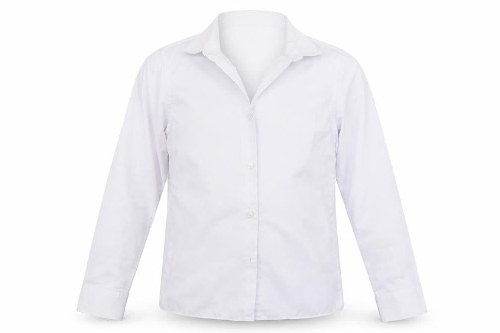 Front view of Marks & Spencer girls’ white basic button-up, size 10-11, years