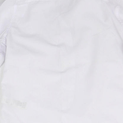 Brand and care label for Marks & Spencer girls’ white basic button-up, size 10-11, years