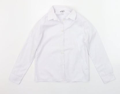 Additional front view of Marks & Spencer girls’ white basic button-up, size 10-11, years