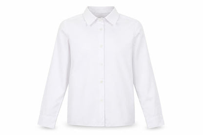 Front view of Marks & Spencer girls’ white basic button-up, size 10-11, years