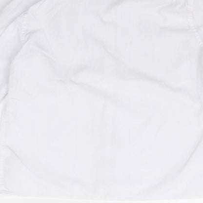 Brand and care label for Marks & Spencer girls’ white basic button-up, size 10-11, years