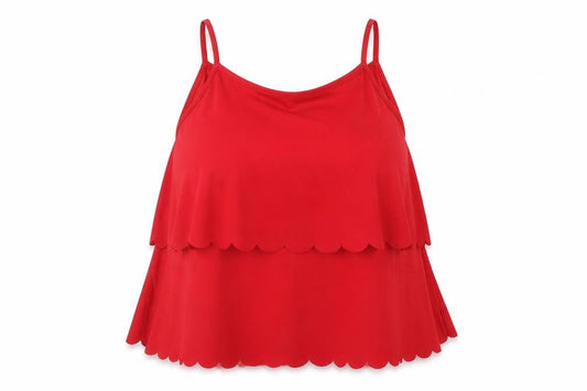 Front view of Simply Be women’s red basic tank, size UK 12