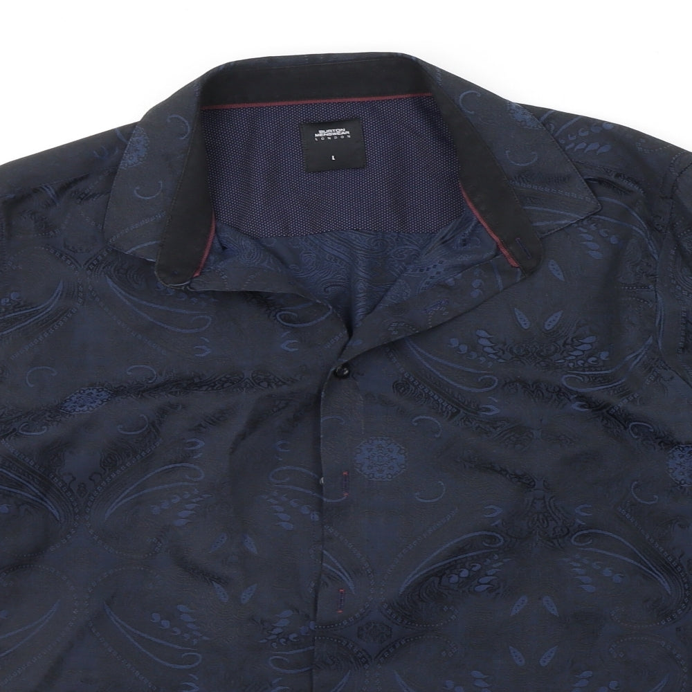 Mens UK Size L Burton Blue  Button-Up Long Sleeve Casual Shirt