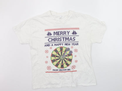 Additional front view of Casual classics women’s white basic t-shirt, size L, - christams