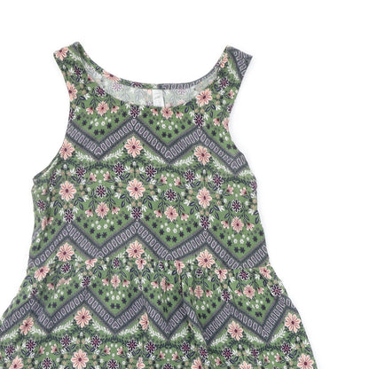 Beautees Womens Green Geometric  Basic Tank Size 8