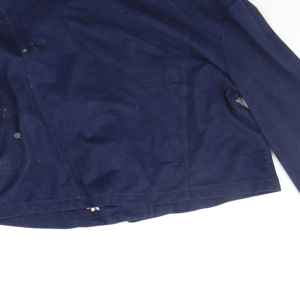 Beautees Womens Blue Floral  Jacket  Size 8