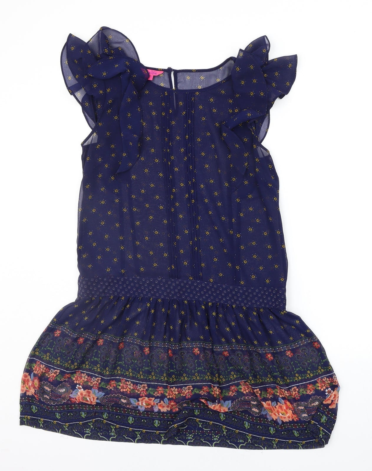 Monsoon Womens Blue Geometric  A-Line  Size 10