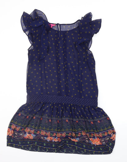 Monsoon Womens Blue Geometric  A-Line  Size 10