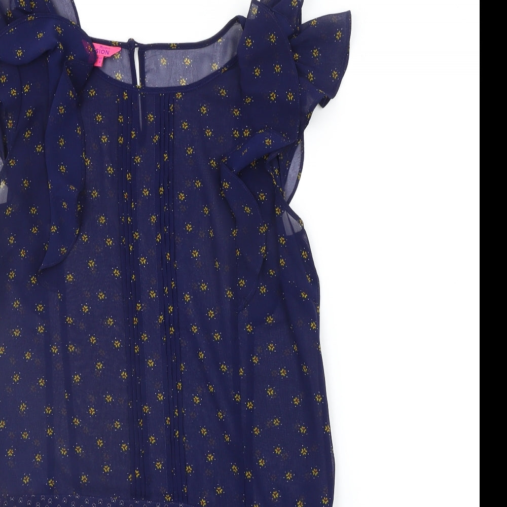 Monsoon Womens Blue Geometric  A-Line  Size 10